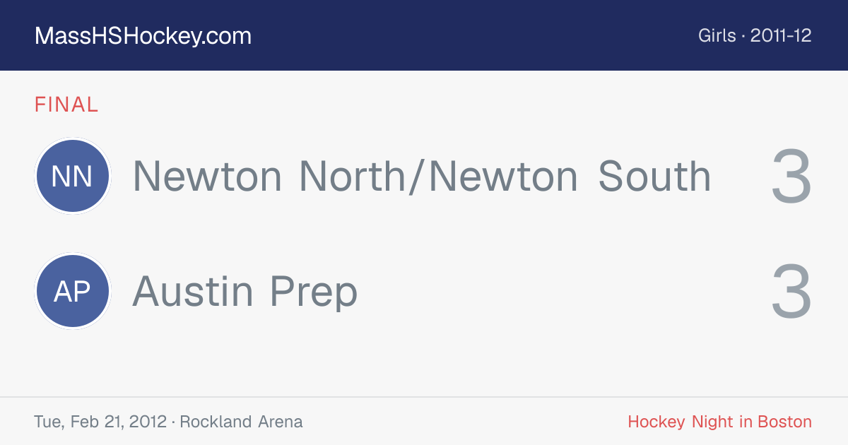 Newton North/Newton South at Austin Prep score card