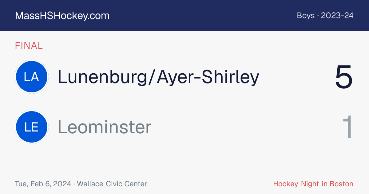 Lunenburg/Ayer-Shirley at Leominster score card