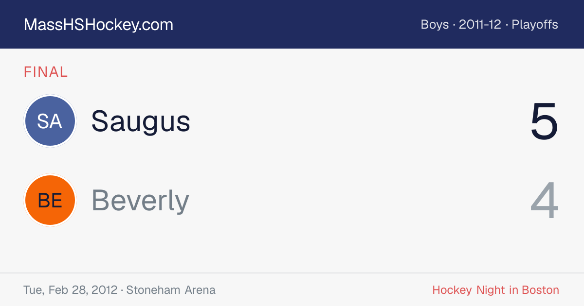 Saugus at Beverly score card