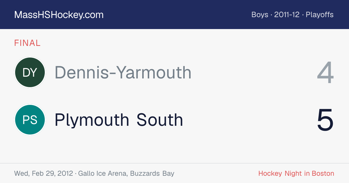 Dennis-Yarmouth at Plymouth South score card