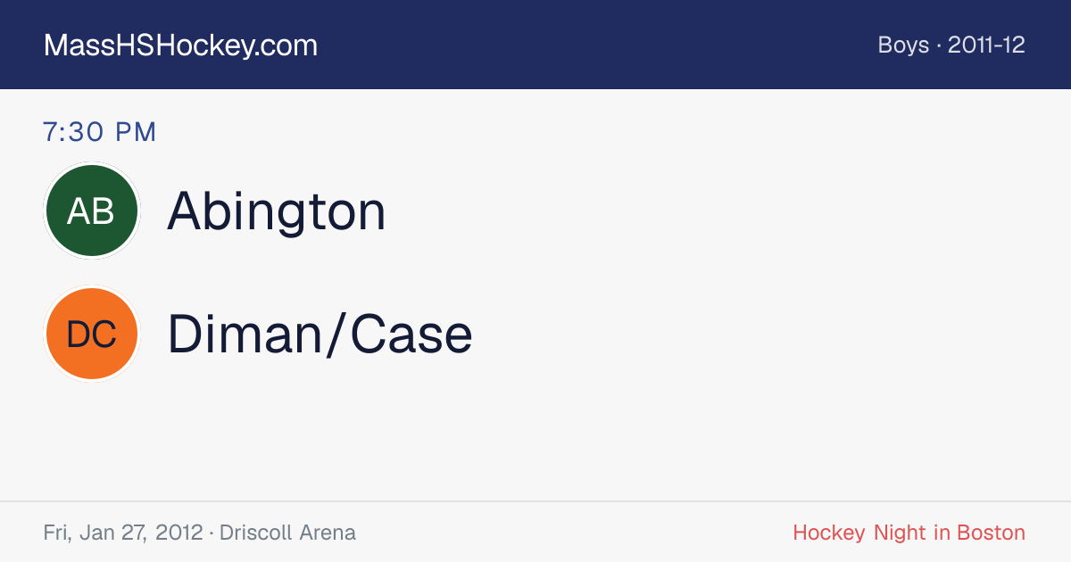 Abington at Diman/Case score card