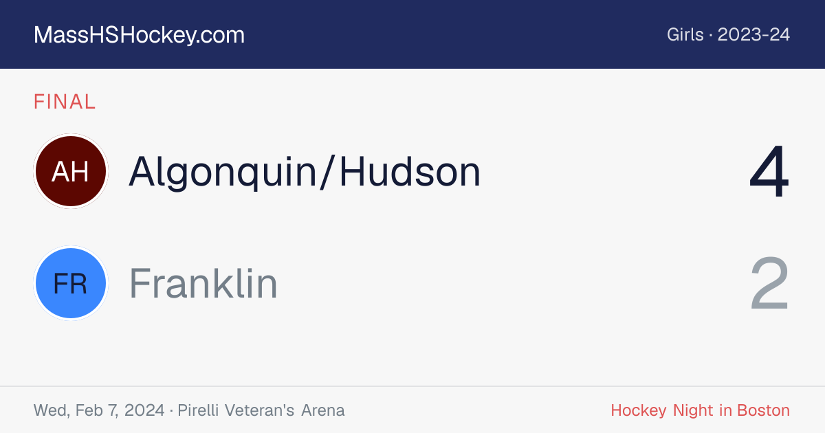 Algonquin/Hudson at Franklin score card