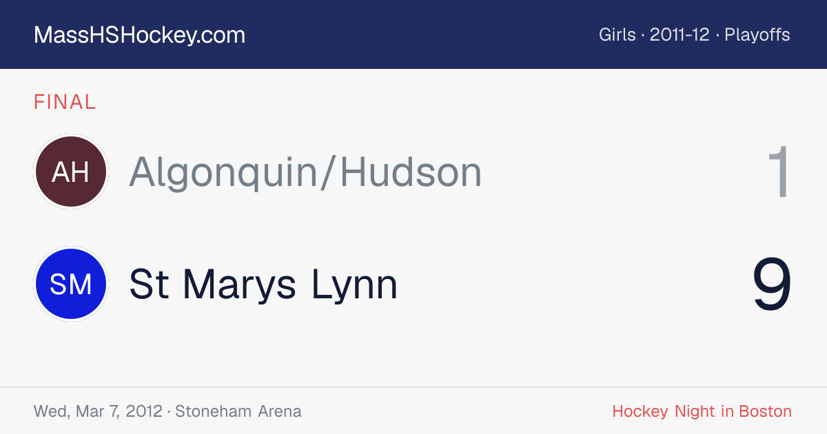 Algonquin/Hudson at St Marys Lynn score card
