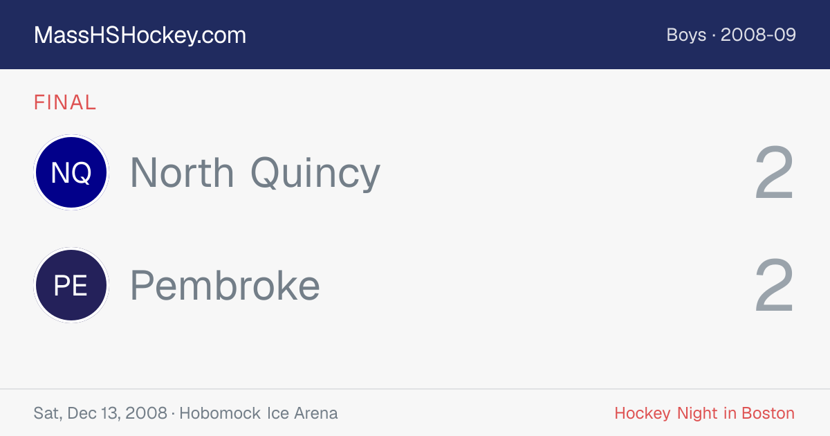 North Quincy at Pembroke score card