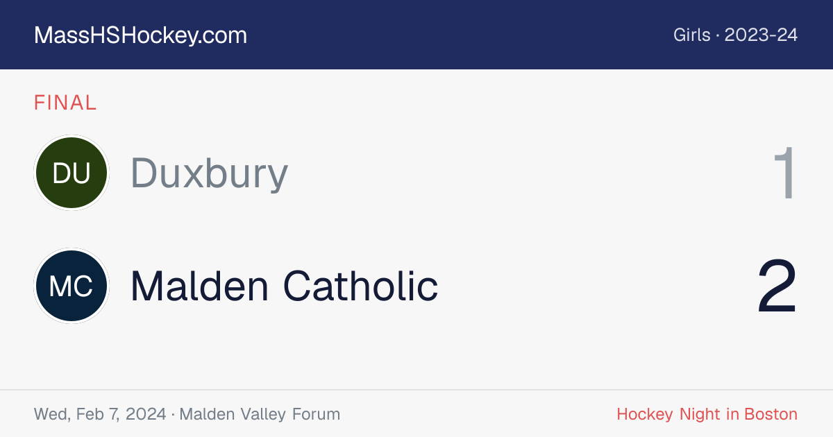 Duxbury at Malden Catholic score card