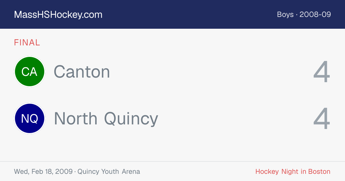 Canton at North Quincy score card