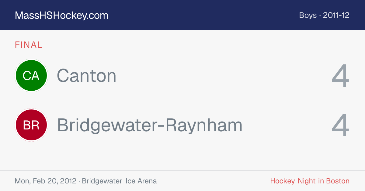 Canton at Bridgewater-Raynham score card