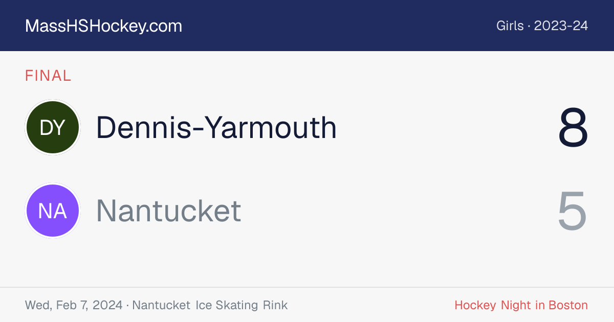 Dennis-Yarmouth at Nantucket score card