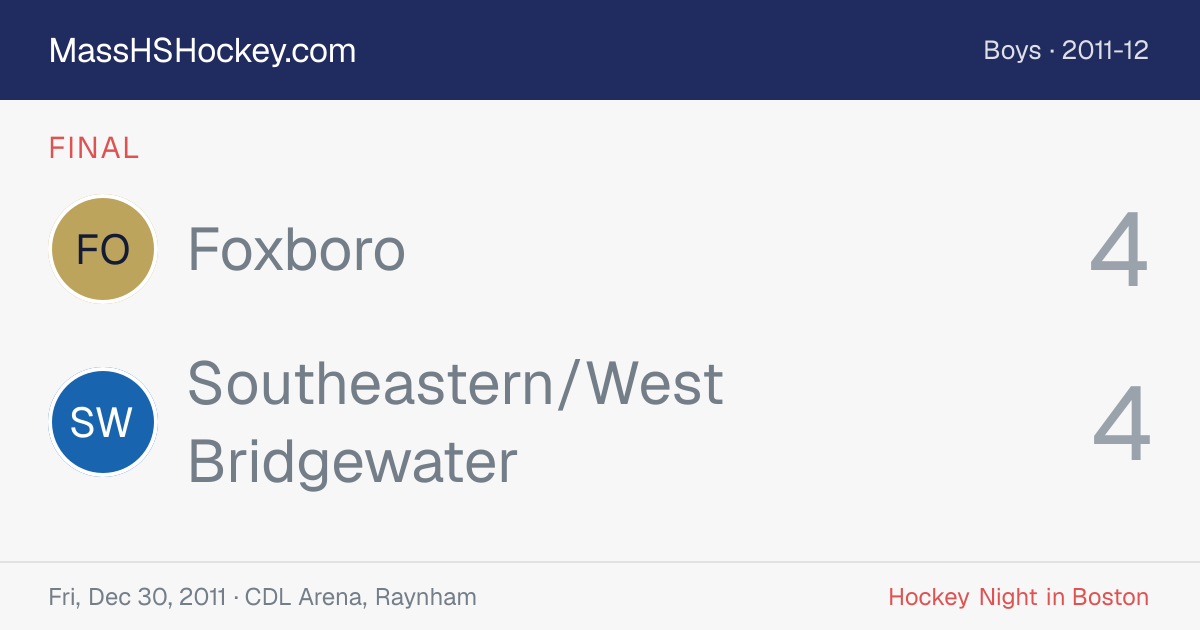 Foxboro at Southeastern/West Bridgewater score card