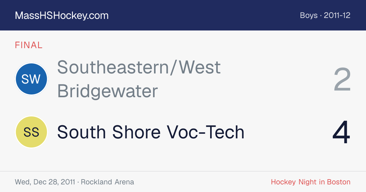 Southeastern/West Bridgewater at South Shore Voc-Tech score card