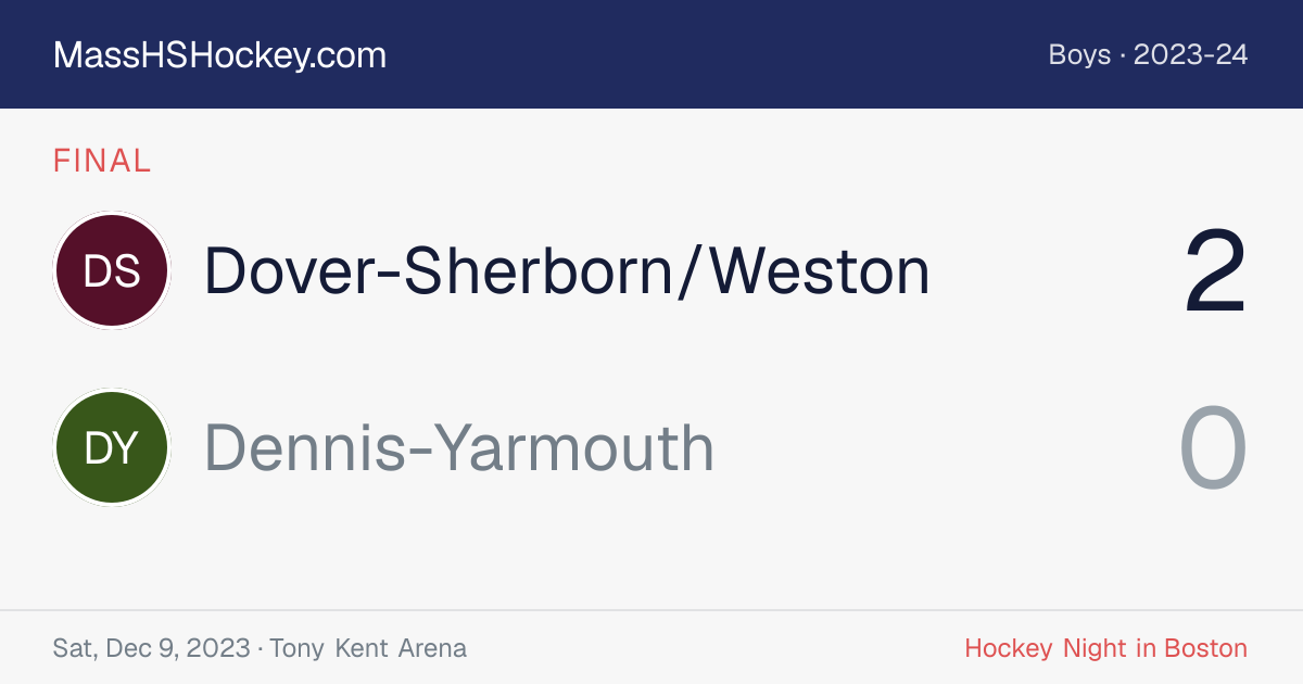 Dover-Sherborn/Weston at Dennis-Yarmouth score card