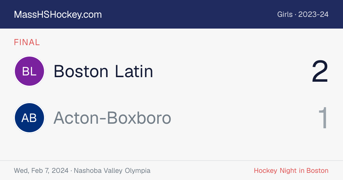 Boston Latin at Acton-Boxboro score card