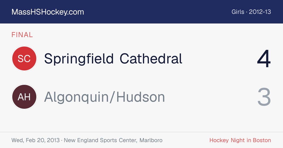 Springfield Cathedral at Algonquin/Hudson score card