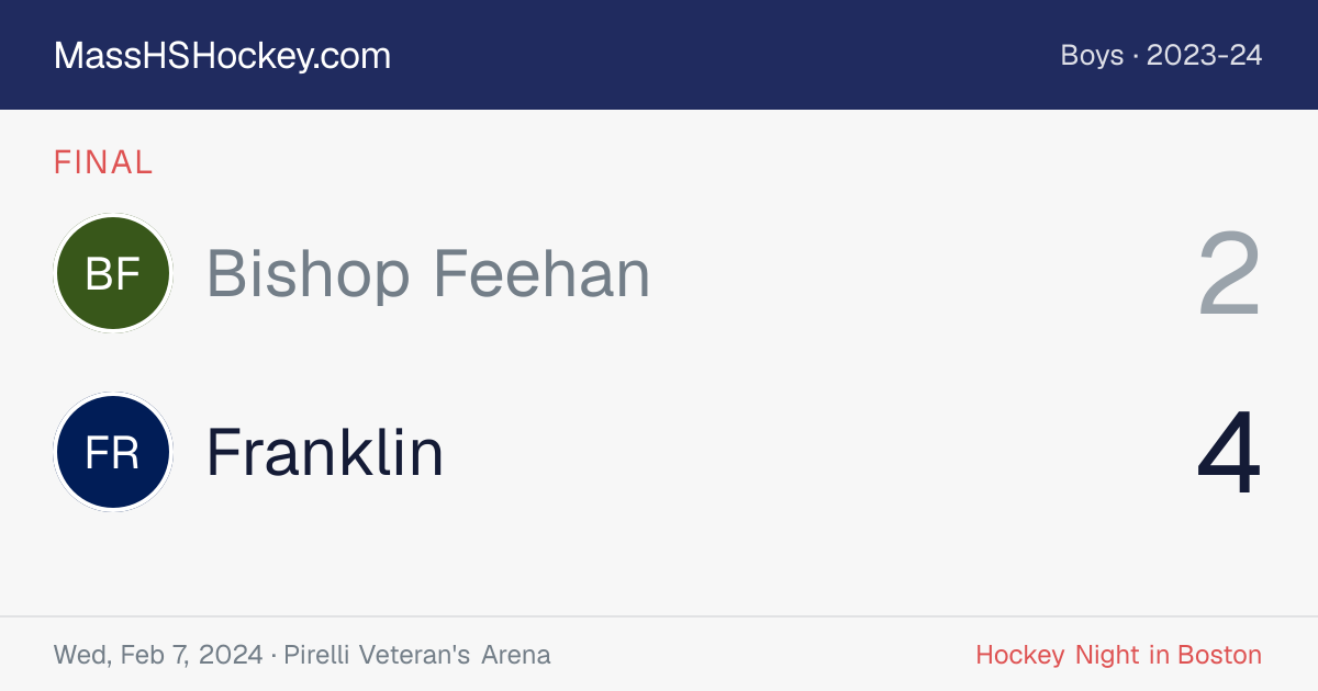 Bishop Feehan at Franklin score card