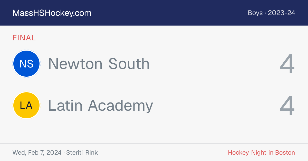 Newton South at Latin Academy score card