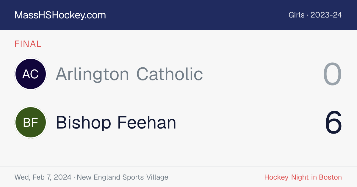 Arlington Catholic at Bishop Feehan score card