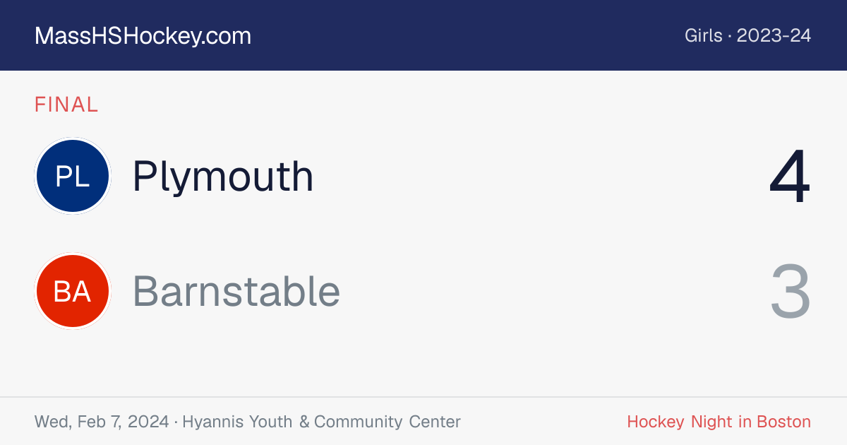 Plymouth at Barnstable score card