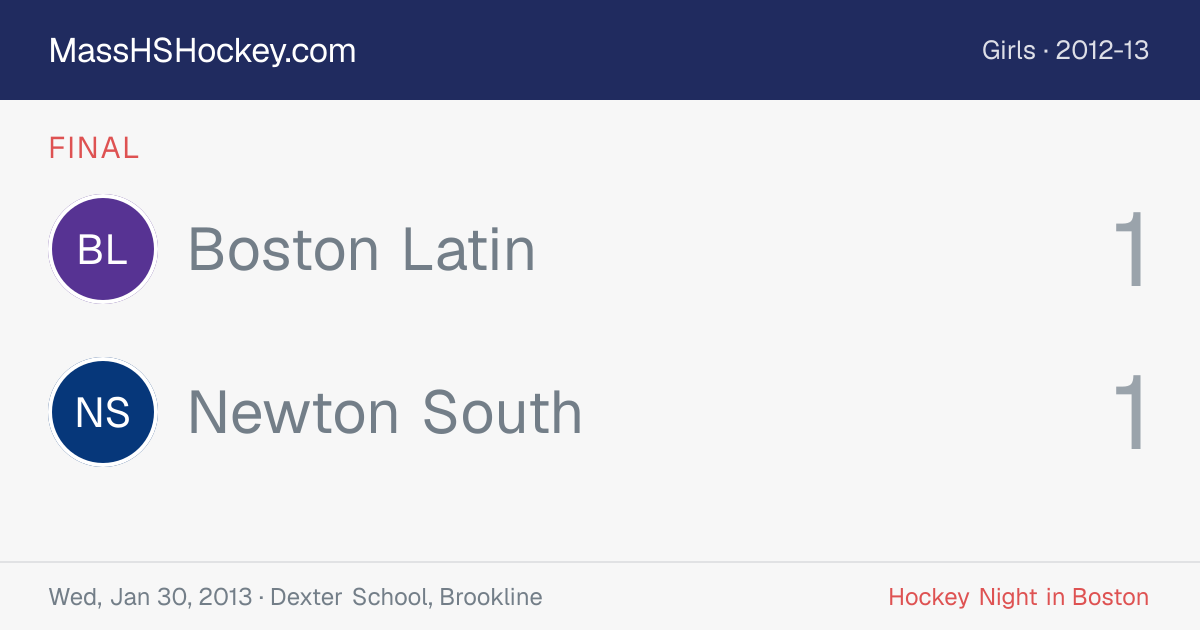 Boston Latin at Newton South score card