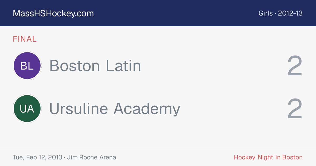 Boston Latin at Ursuline Academy score card
