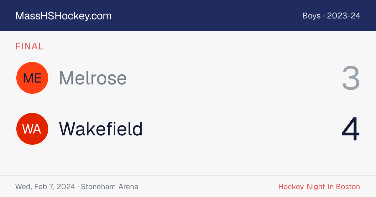 Melrose at Wakefield score card