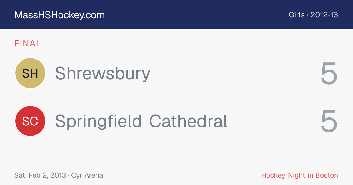Shrewsbury at Springfield Cathedral score card