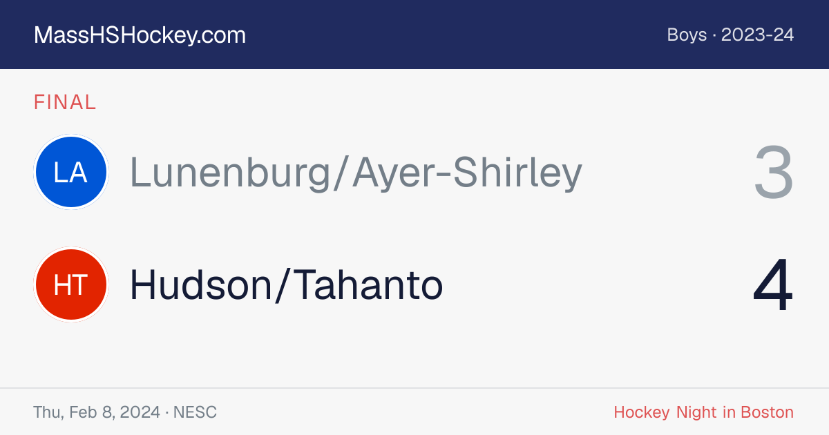 Lunenburg/Ayer-Shirley at Hudson/Tahanto score card