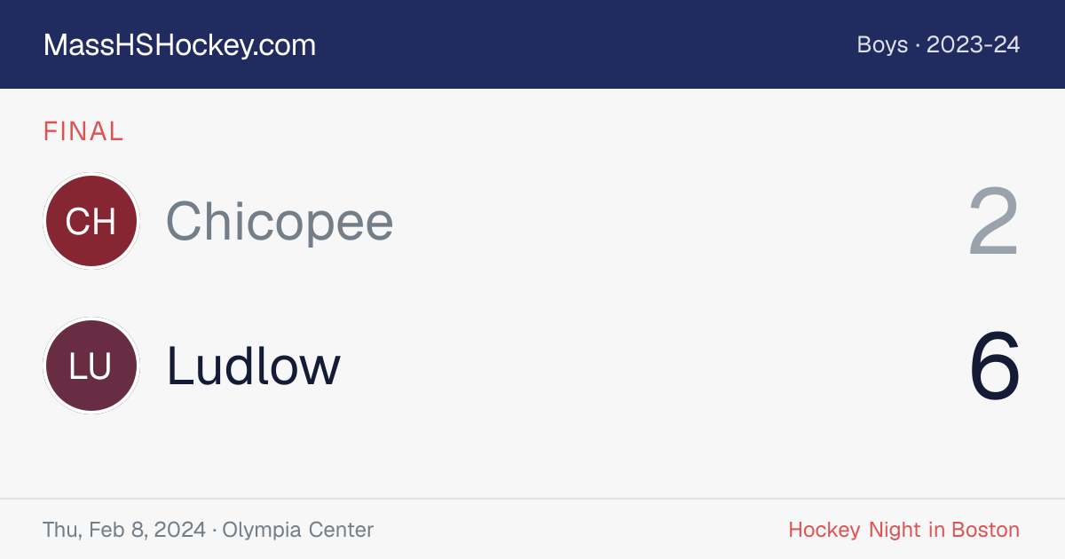 Chicopee at Ludlow score card