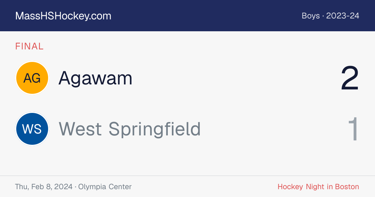 Agawam at West Springfield score card