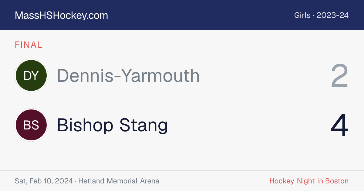 Dennis-Yarmouth at Bishop Stang score card