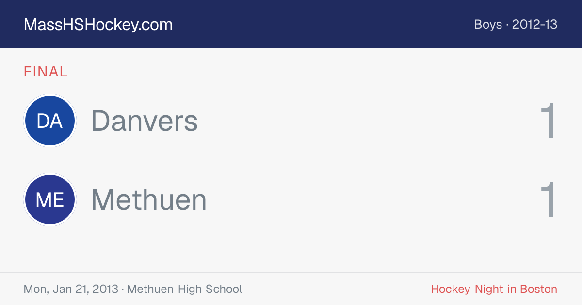 Danvers at Methuen score card