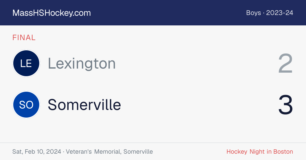 Lexington at Somerville score card