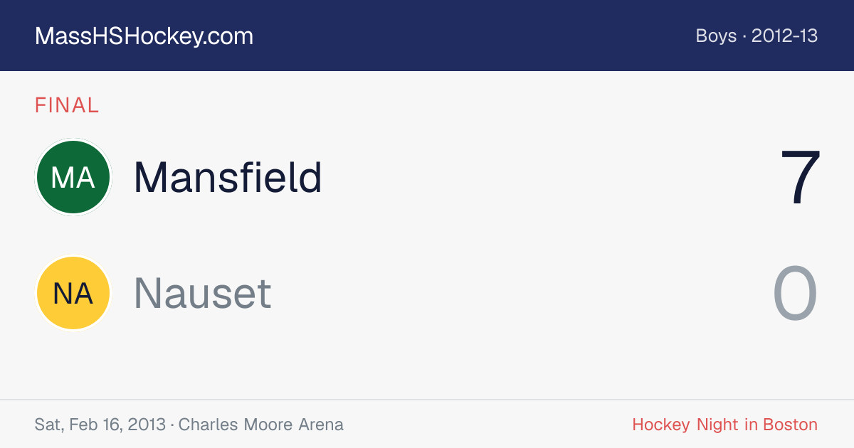 Mansfield at Nauset score card