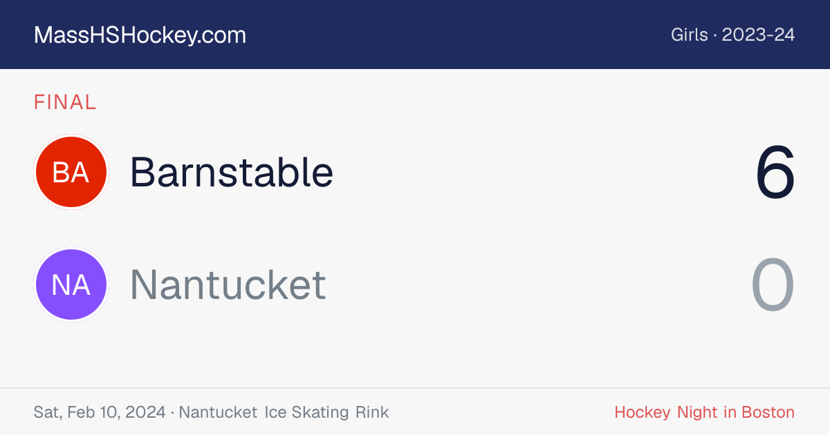 Barnstable at Nantucket score card
