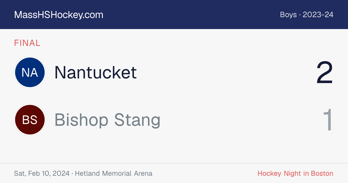 Nantucket at Bishop Stang score card