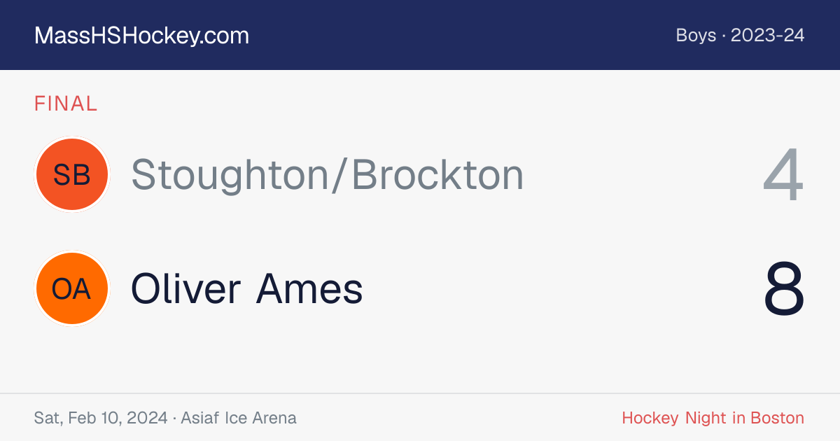 Stoughton/Brockton at Oliver Ames score card