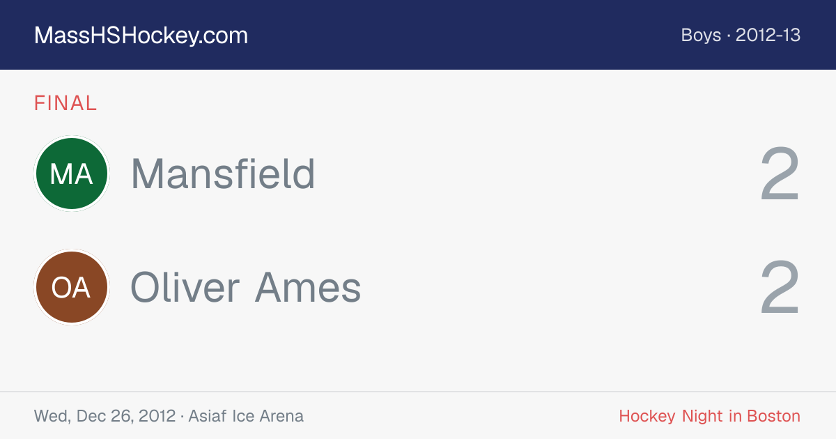Mansfield at Oliver Ames score card