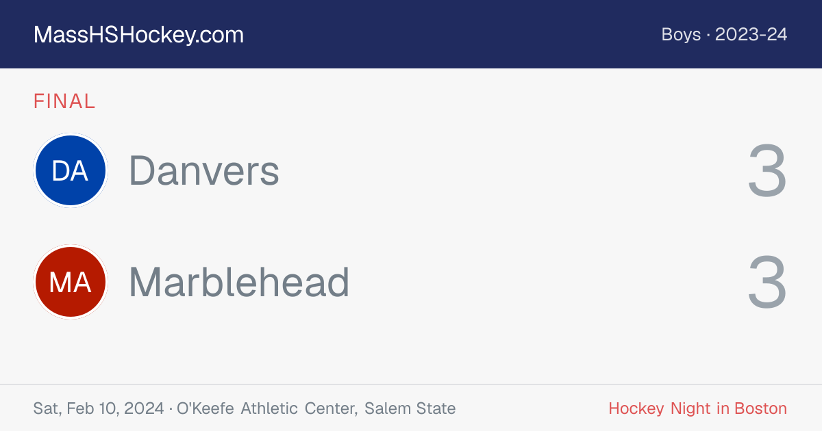 Danvers at Marblehead score card
