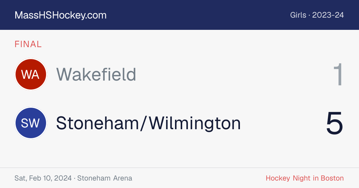Wakefield at Stoneham/Wilmington score card