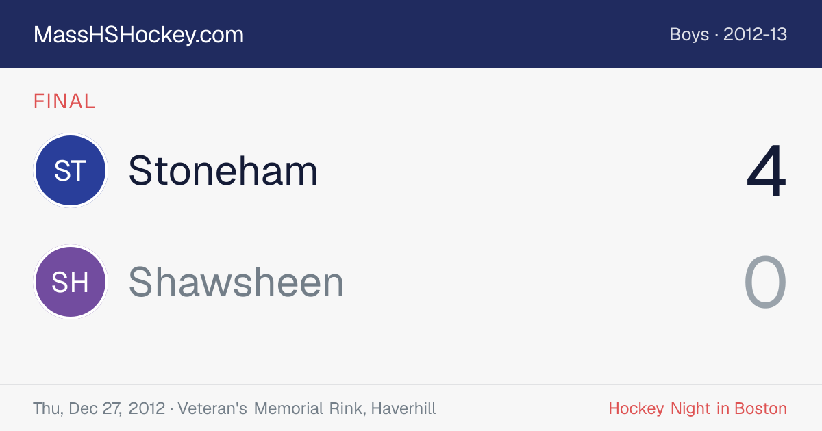 Stoneham at Shawsheen score card