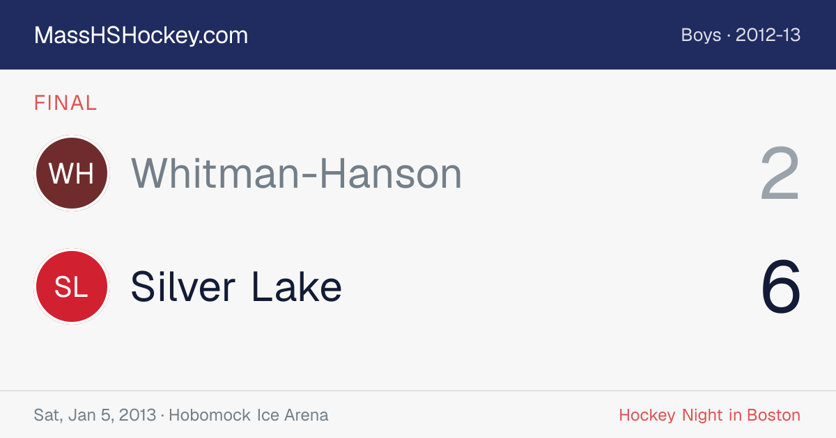 Whitman-Hanson at Silver Lake score card