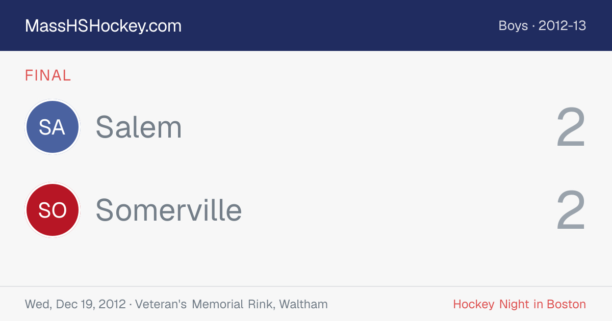 Salem at Somerville score card