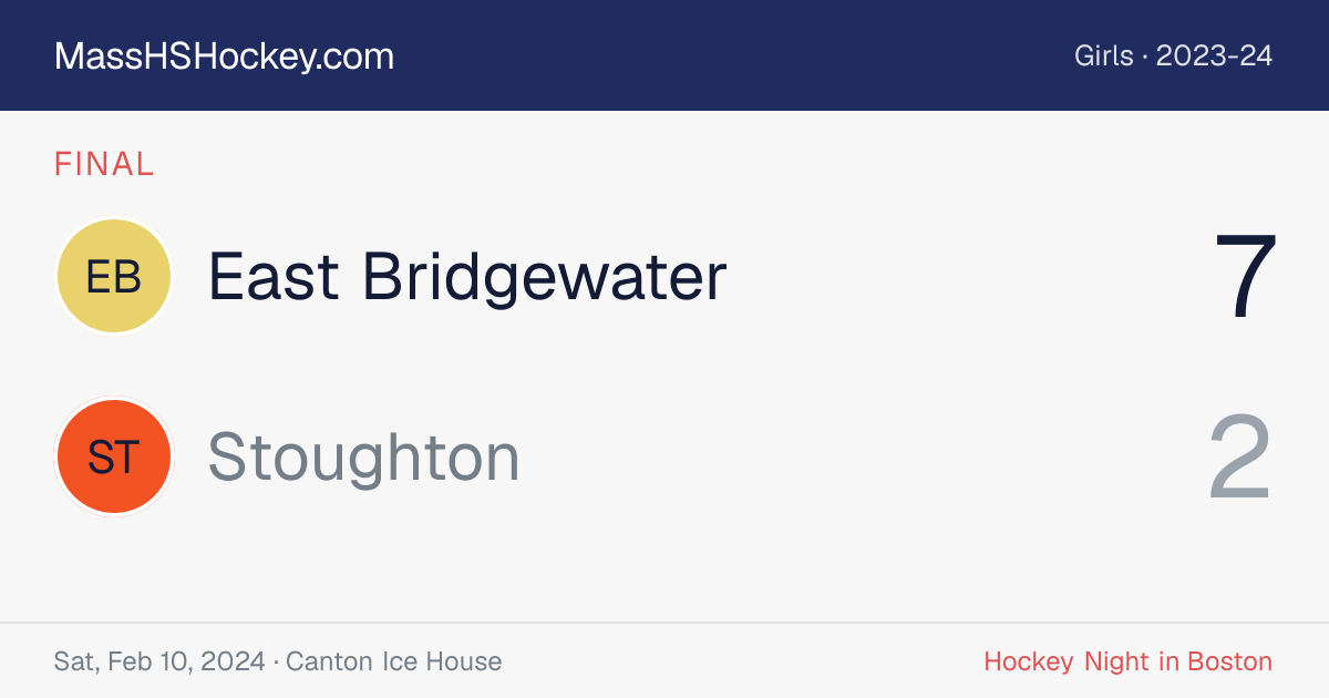 East Bridgewater at Stoughton score card