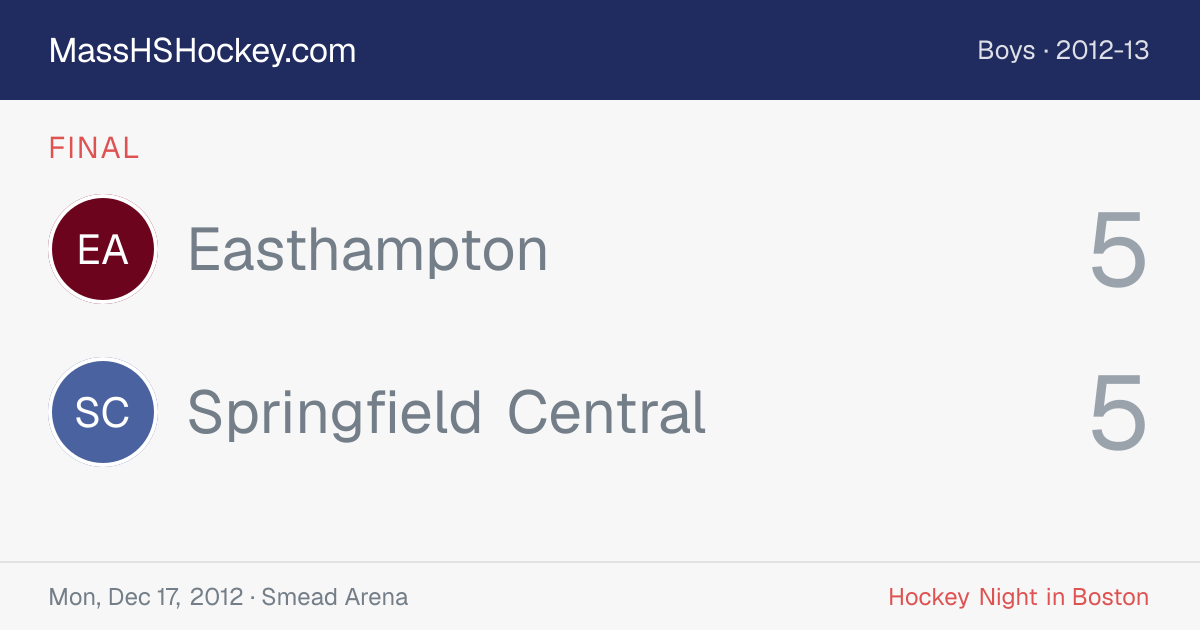 Easthampton at Springfield Central score card