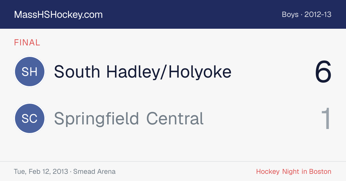 South Hadley/Holyoke at Springfield Central score card