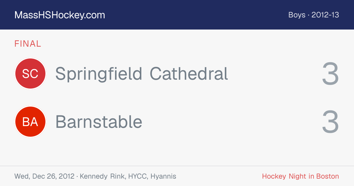 Springfield Cathedral at Barnstable score card