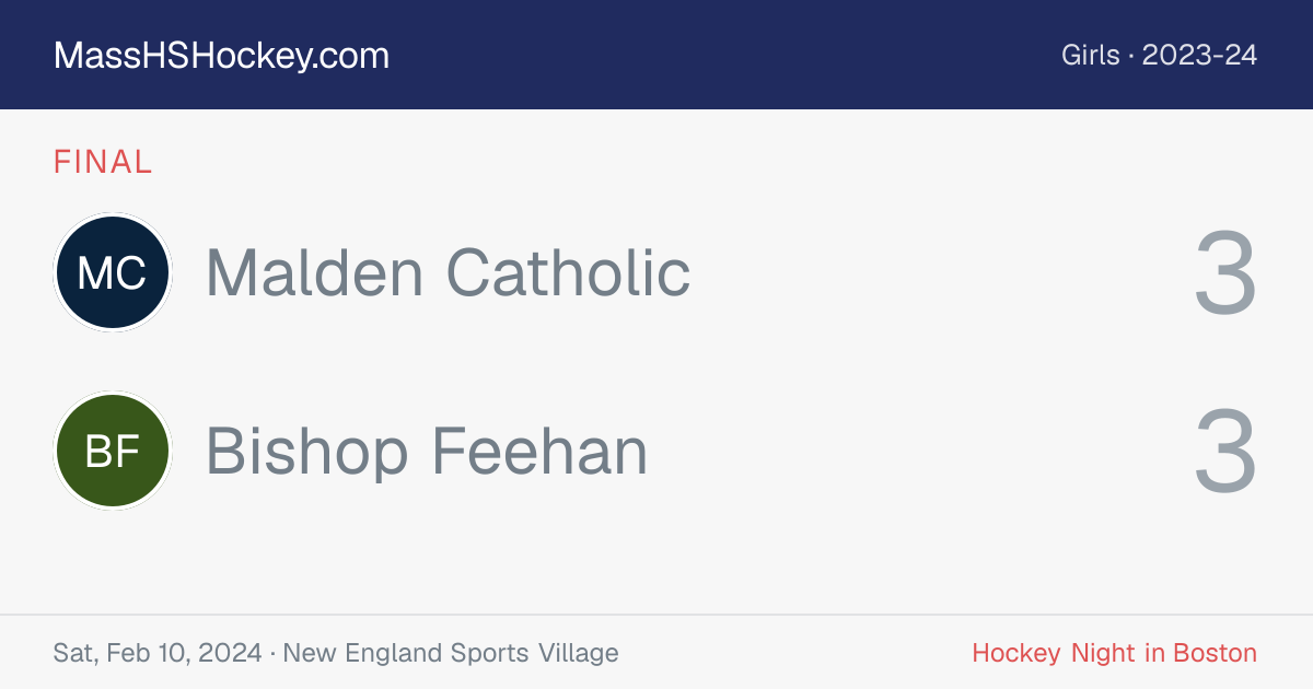 Malden Catholic at Bishop Feehan score card