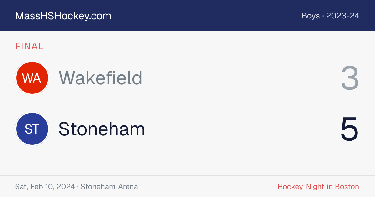 Wakefield at Stoneham score card