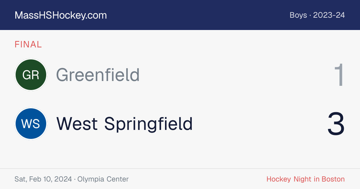 Greenfield at West Springfield score card