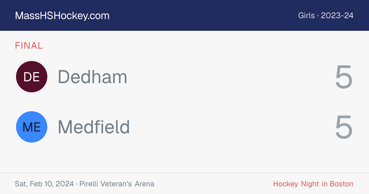Dedham at Medfield score card