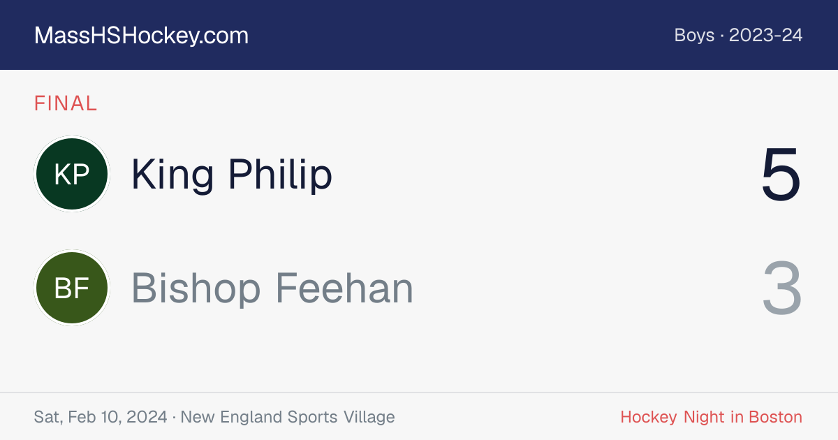 King Philip at Bishop Feehan score card